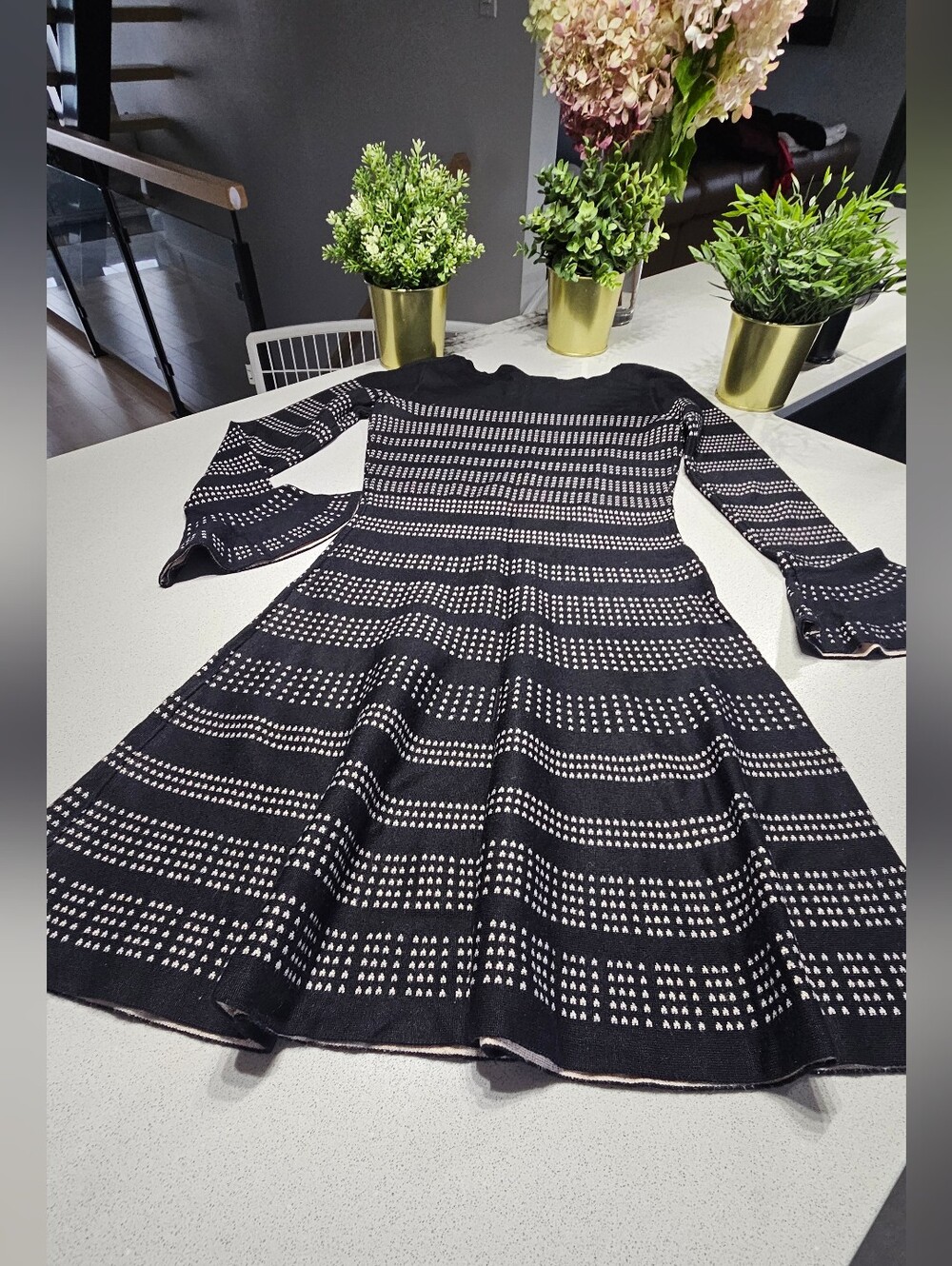 TAYLOR Sublime Robe Midi Évasée / Coupe A-Line– Motif Géométrique Chic - Picture 7 of 9